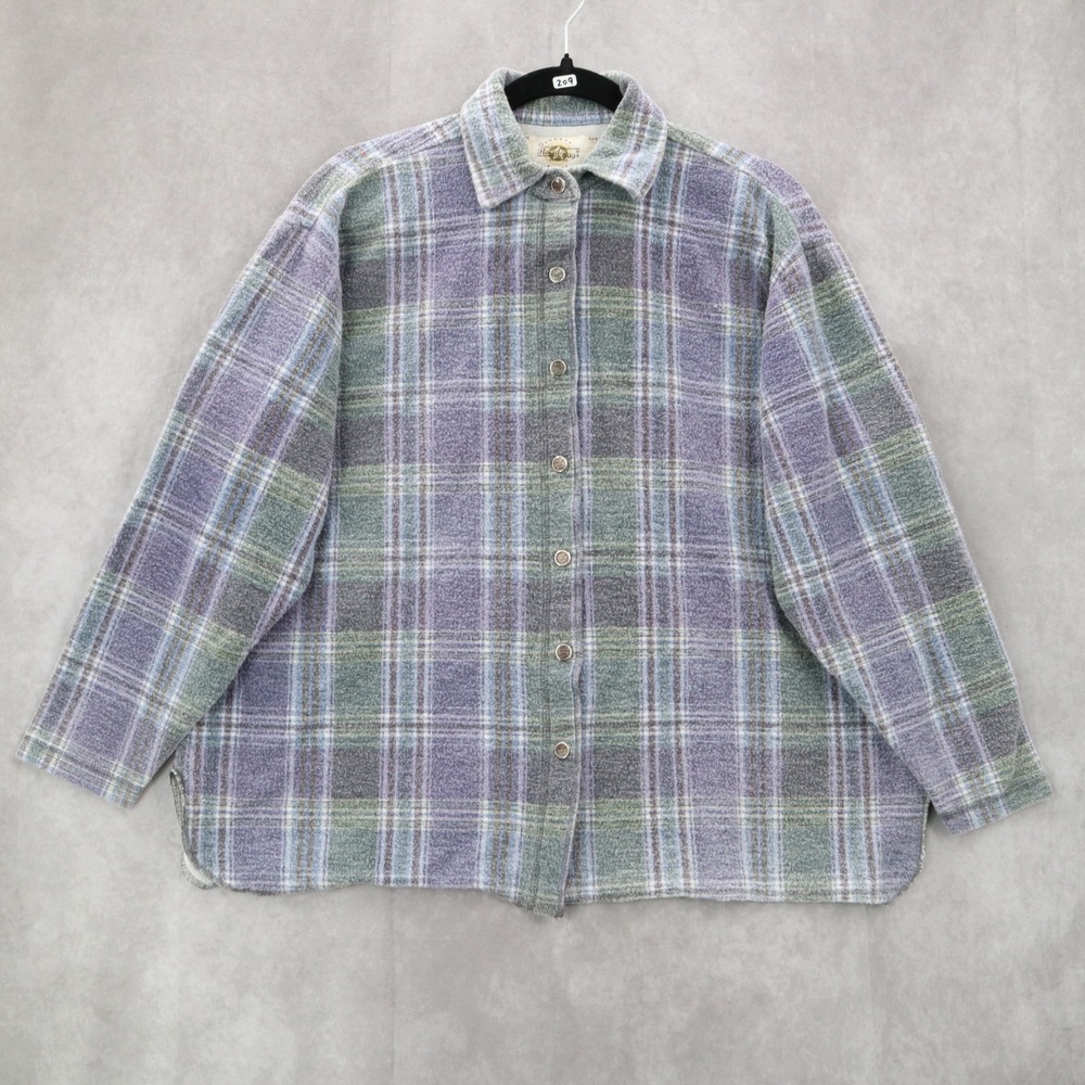 Road Rags‎ Purple Plaid Cotton Flannel Long Sleeve Button Down Vintage 1XL
